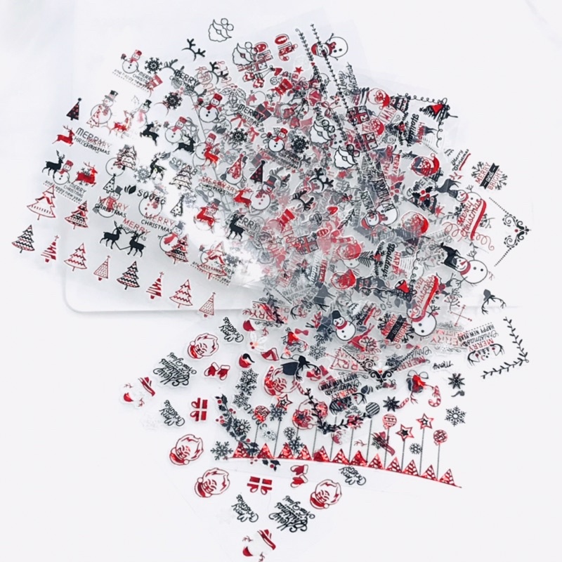 Sticker Noel dán móng nail bông tuyết Giáng sinh-Set 4 tấm