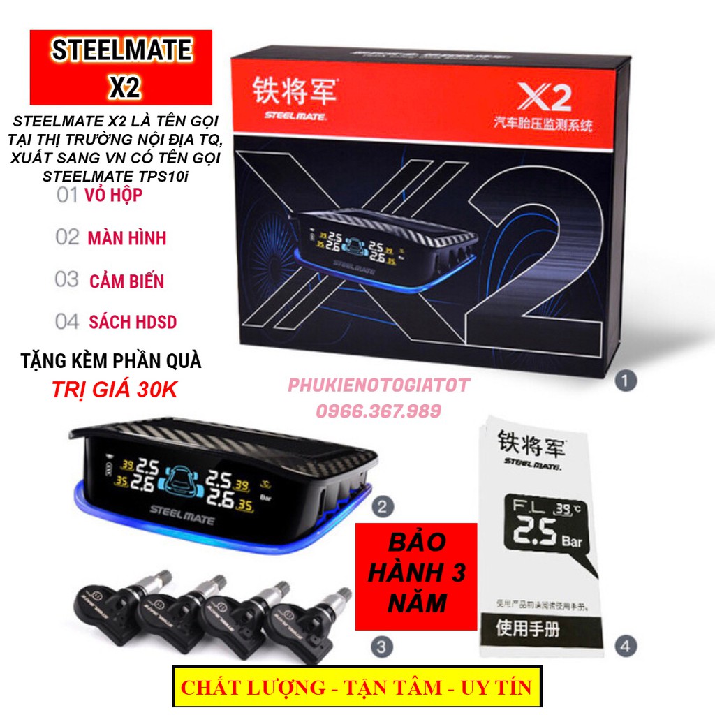 Cảm biến áp suất lốp STEELMATE X2 (tương đương steelmate TPS10i)