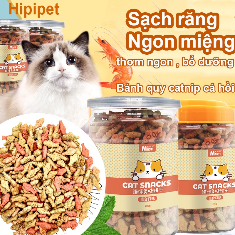 Bánh thưởng cho chó mèo Hipipet Masti bánh quy vị capnit cá hồi bổ dưỡng sạch răng miệng-200gr