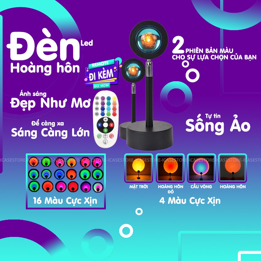 Đèn Led Hoàng Hôn Chuyên Livestream, Chụp Ảnh, Cầu Vồng, Mặt Trời, RainBow Hot Tiktok 2021