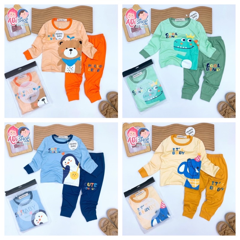 Bộ thun lạnh tay ngắn quần dài bé trai và gái 7-18kg mặc nhà