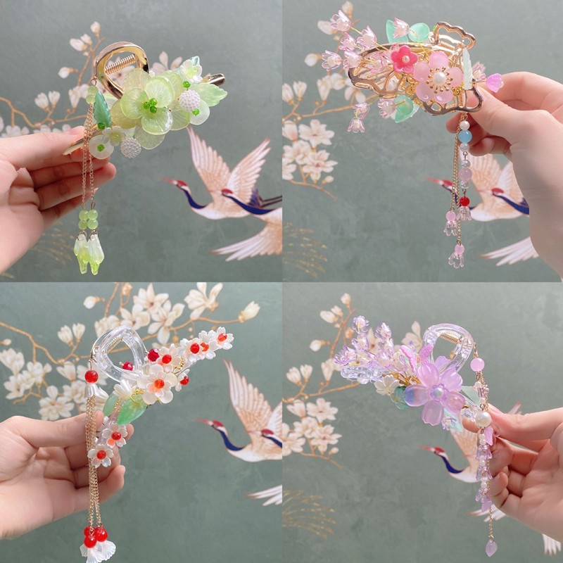1 Kẹp Tóc Hoa Lan Màu Xanh Lá Kiểu Cổ Điển Thời Trang Siêu Đẹp