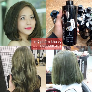 Thuốc nhuộm tóc xanh rêu màu phủ bóng hàn quốc không cần oxy