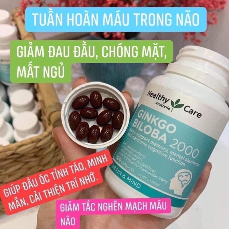 Bổ Não Ginkgo Biloba 2000 mg của Healthy Care_100v
