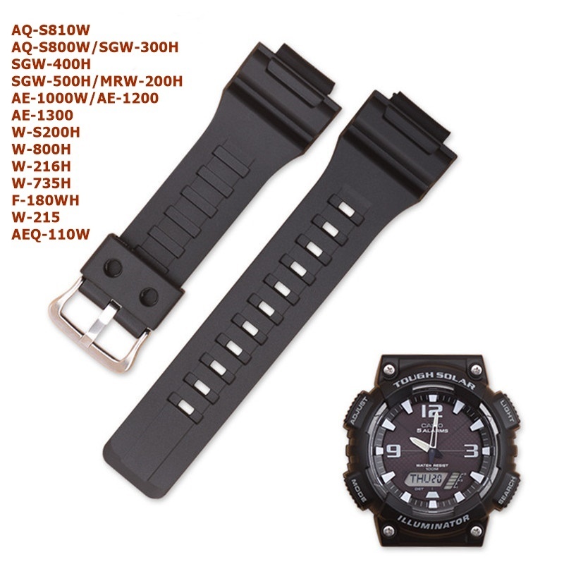 Dây đeo đồng hồ bằng Silicone 18mm cho Casio G-shock AQ-S800/AQ-S810W SGW-300H SGW-400H HDC-700 MRW-200H AE-1000W AE-1200