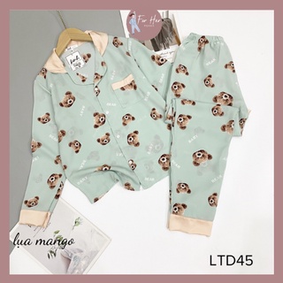 Set bộ pizama đôi mẹ và bé mẫu mới nhất 2021 pijama lụa mango dài tay mặc nhà sau sinh cao cấp