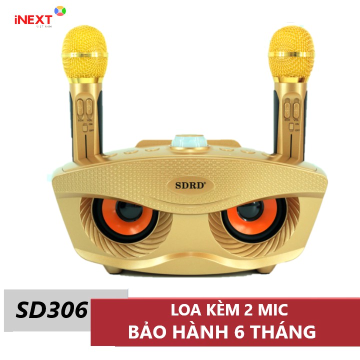 Loa kèm micro hát karaoke Bluetooth SD306 iNEXT Không dây - kèm 2 micro hát karaoke bluetooth không dây bass cực chuẩn