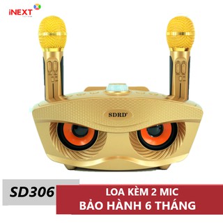 Loa kèm micro hát karaoke Bluetooth SD306 iNEXT Không dây - kèm 2 micro hát karaoke bluetooth không dây bass cực chuẩn