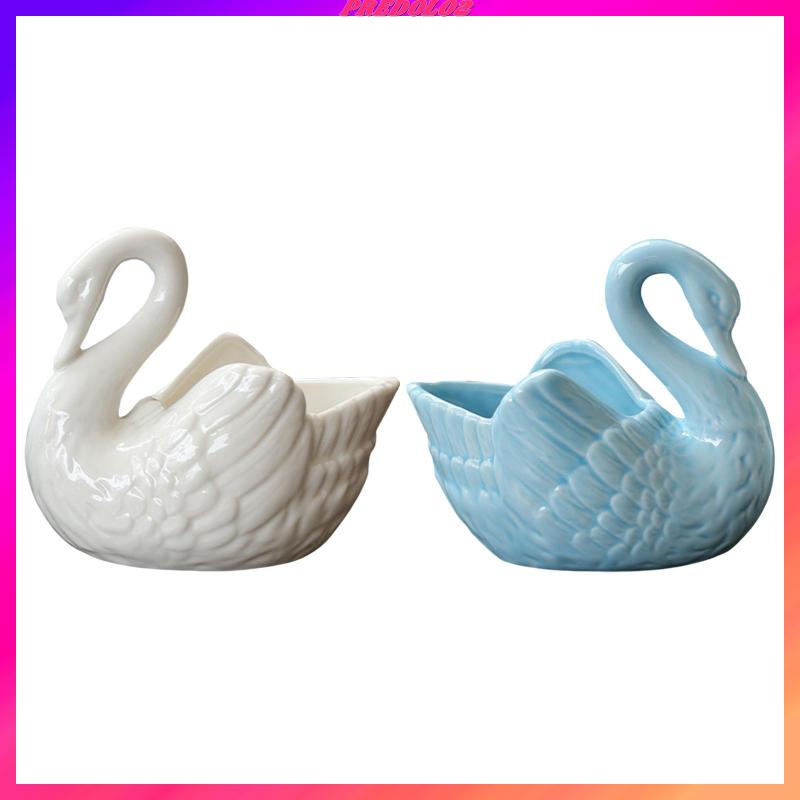 Set 2 Chậu Hoa Sen Đá Hình Thiên Nga / Xương Rồng Dễ Thương Dùng Trang Trí