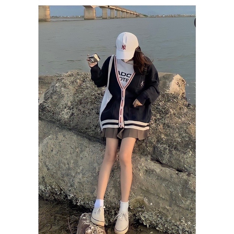 Áo Cadigan Viền Bo Nis Cực Hot Dáng Unisex