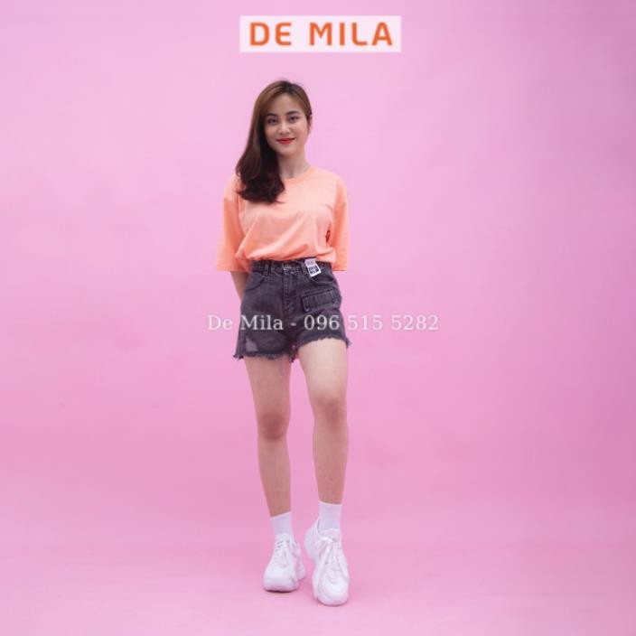 Quần short jean cạp cao De Mila cao cấp chất cực đẹp, quần jean nữ xám khói hot hit Hàng Loại 1- QJN002 ,