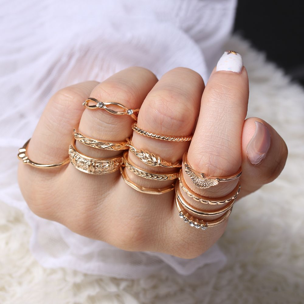 Set 12 Nhẫn Khớp Ngón Tay Nhiều Kiểu Dáng Phong Cách Boho