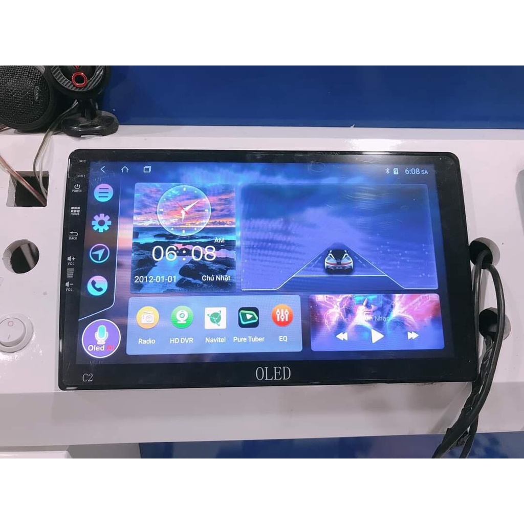 Màn Hình Android OLED C2 New Chip 8X có quạt tản nhiệt Huyndai i10 2021-2022, Kèm dưỡng và jack nguồn zin theo xe