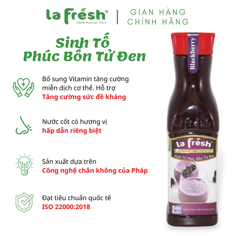 Sinh Tố Phúc Bồn Tử Đen Lafresh Đà Lạt Chai 650ml