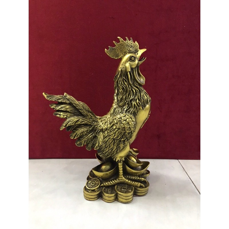 Gà Phúc Hàng Đẹp Vật phẩm Phong Thuỷ Bằng Đồng Cao 28cm