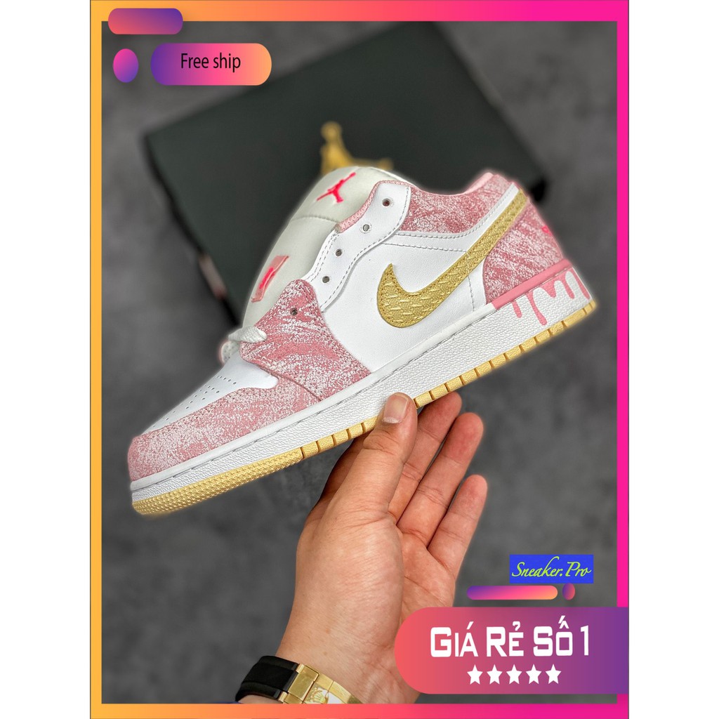 (FULL BOX + QUÀ TẶNG) Giày thể thao AIR Jordan 1 Low Paint Drip (GS) cổ thấp siêu đẹp dành cho nam và nữ