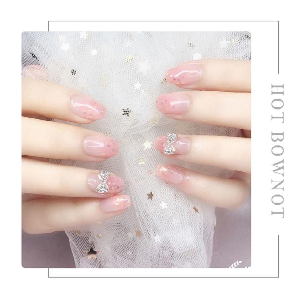 Hộp Phụ Kiện Trang Trí Móng Tay Hình Nơ Đính Đá Ngọc Trai Và Kim Cương Giả D1N1