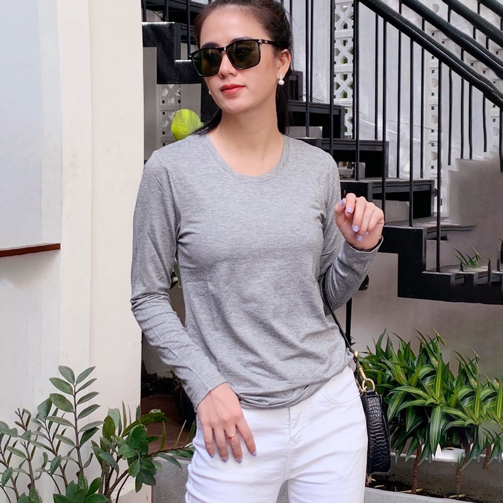 Áo thun nữ tay dài cổ tròn sọc ngang đen trắng TOLI, chất cotton 4 chiều mềm mịn, co dãn, form suông cơ bản [NHIỀU MÀU]