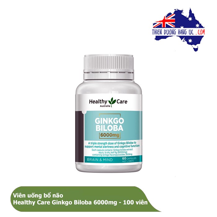 Viên uống bổ não Healthy Care Ginkgo Biloba 6000mg - 100 viên