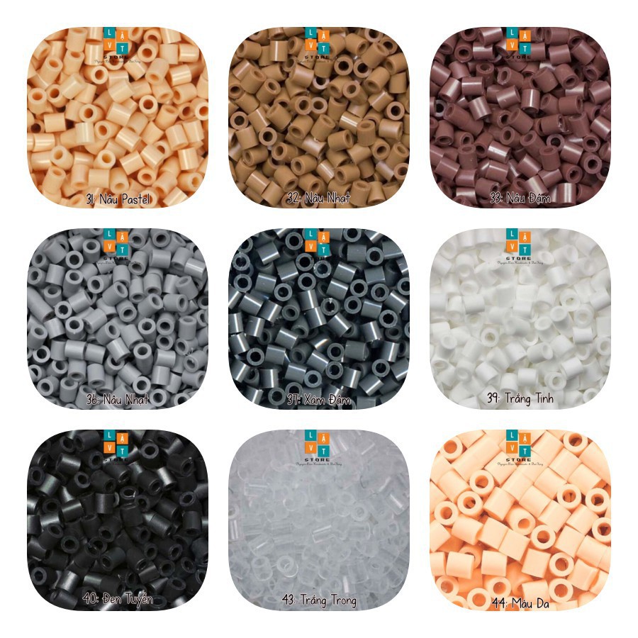 [Bảng màu 1] 1000 Hạt Perler beads 5MM Hạt nhựa đồ chơi 5mm , Hama