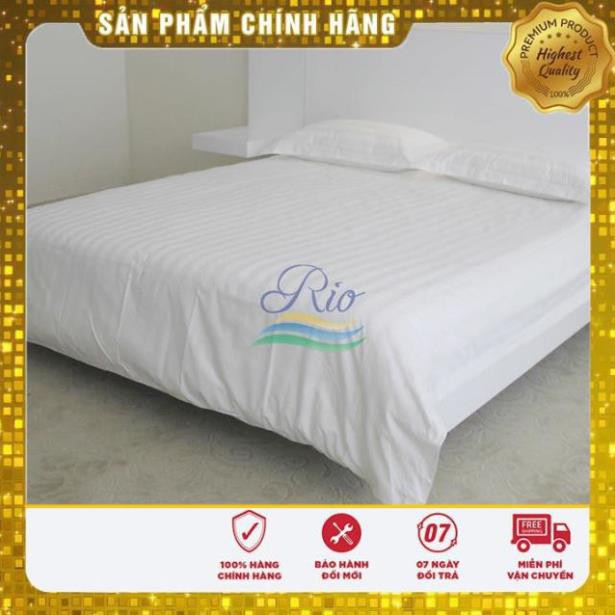 Vỏ chăn Cotton khách sạn trắng sọc  1.8m, 2.2m