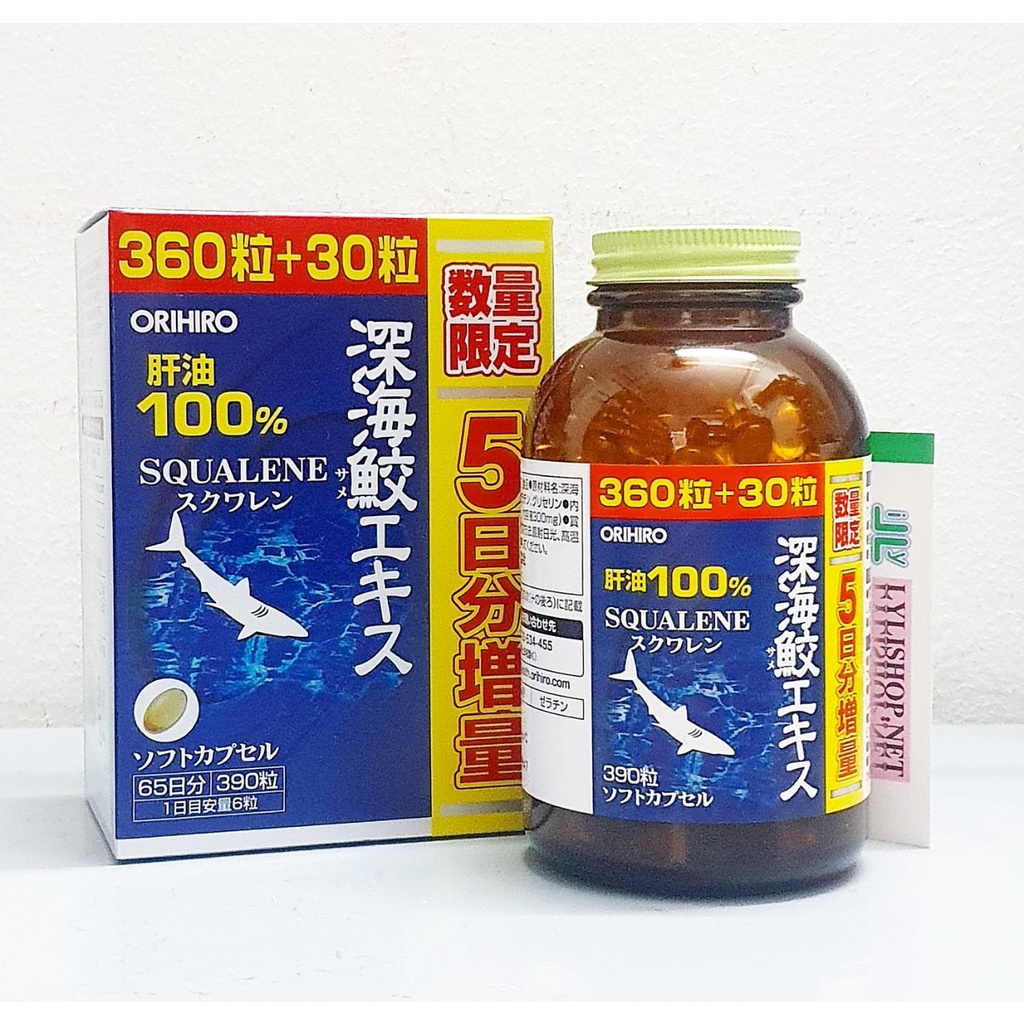 Viên uống Sụn Vi Cá Mập Squalene Orihiro chai 360+30 viên từ Nhật  hỗ trợ xương khớp