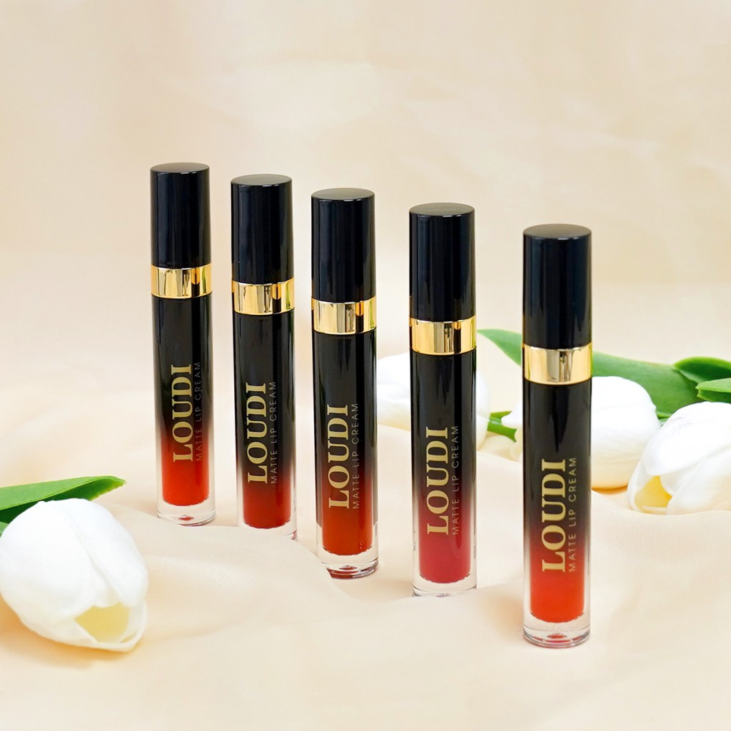 Combo 2 son kem lì Loudi Matte Lipcream 5g vỏ tròn đen chính hãng