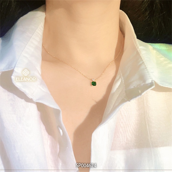 Dây chuyền nữ Eleanor Accessories mặt đính đá xanh sợi mảnh phụ kiện trang sức sang trọng