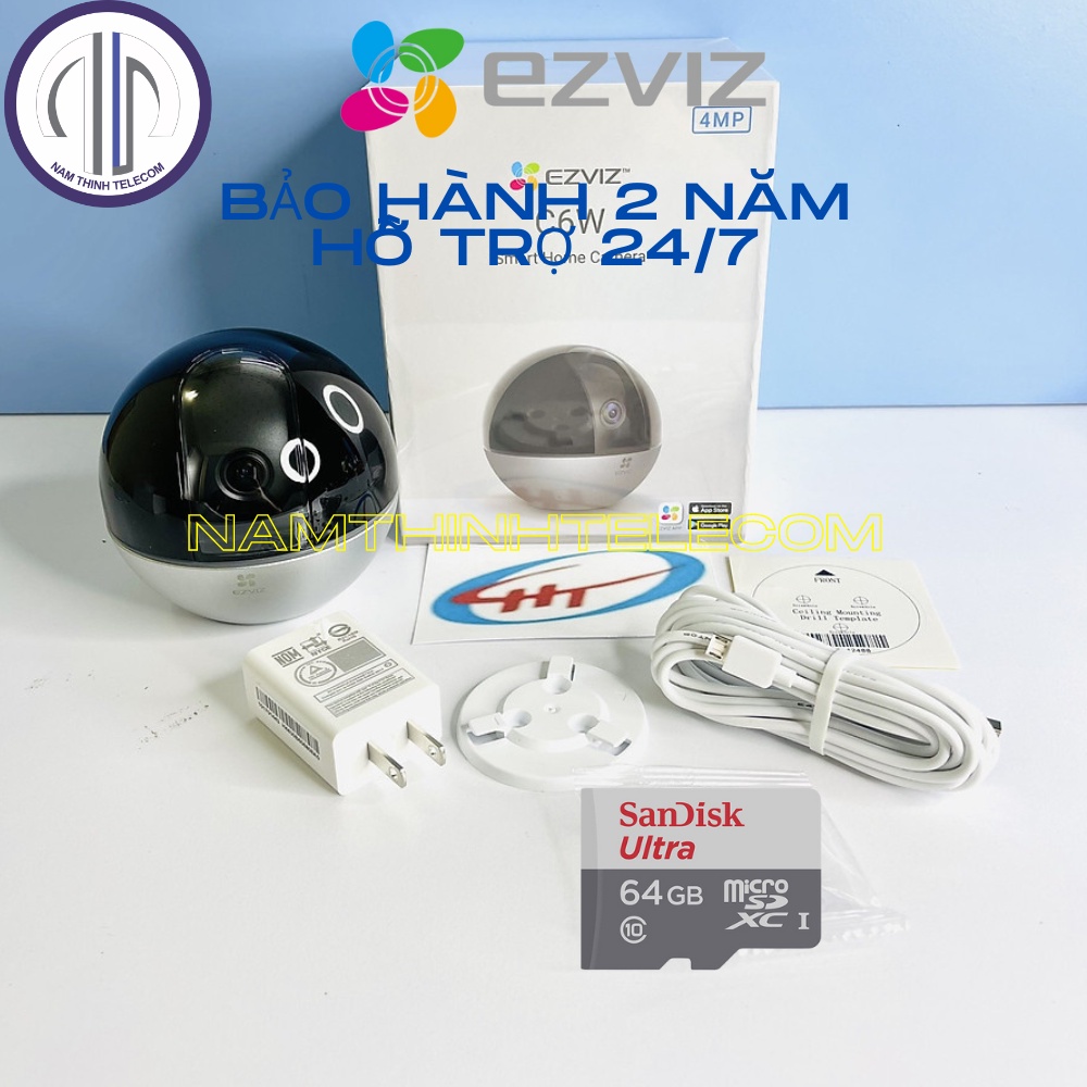 Camera chống trộm EZVIZ C6W 4Mp trong nhà đàm thoại 2 chiều, xoay 360 độ chính hãng