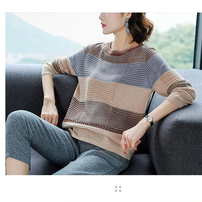 Áo len lưới Dệt Kim Cổ Tròn Mỏng Thời Trang Thu Đông Phong Cách Hàn Quốc Dành Cho Nữ