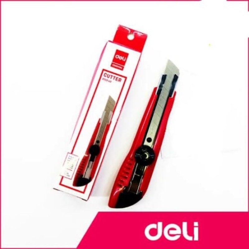 Dao rọc giấy cao cấp loại to Deli D10040, lưỡi 18mm, có nút xoay điều chỉnh - MIKE STORE