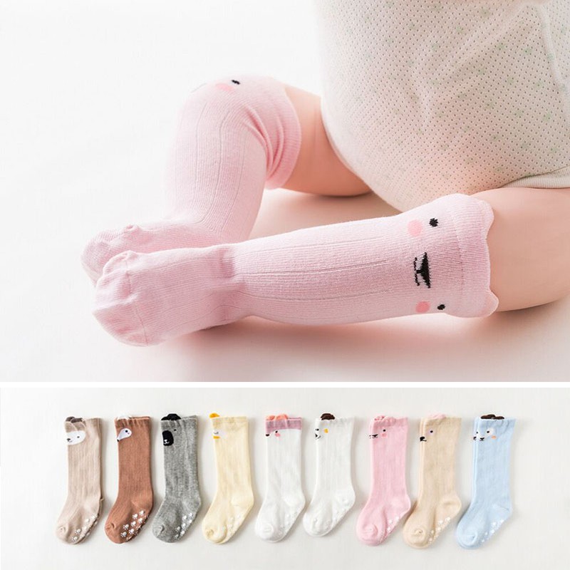 Vớ cotton dài đến đầu gối thêu hình dễ thương cho bé trai / gái 1-3 tuổi