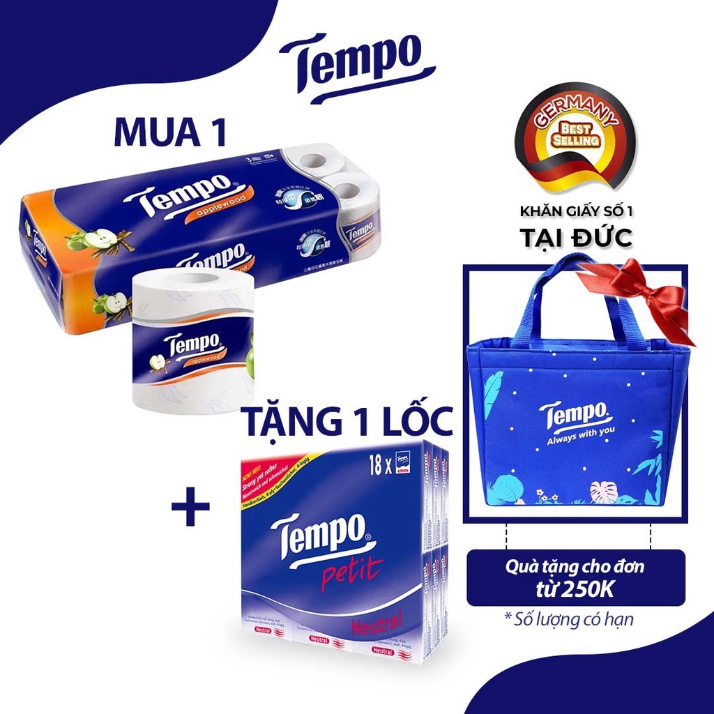 [Mã BMBAU50 giảm 10% đơn 99k] [MUA 1 TẶNG 1] Cuộn Giấy Vệ Sinh Tempo Cao Cấp (10 Cuộn) Tặng Petit Lốc 18 Không Mùi