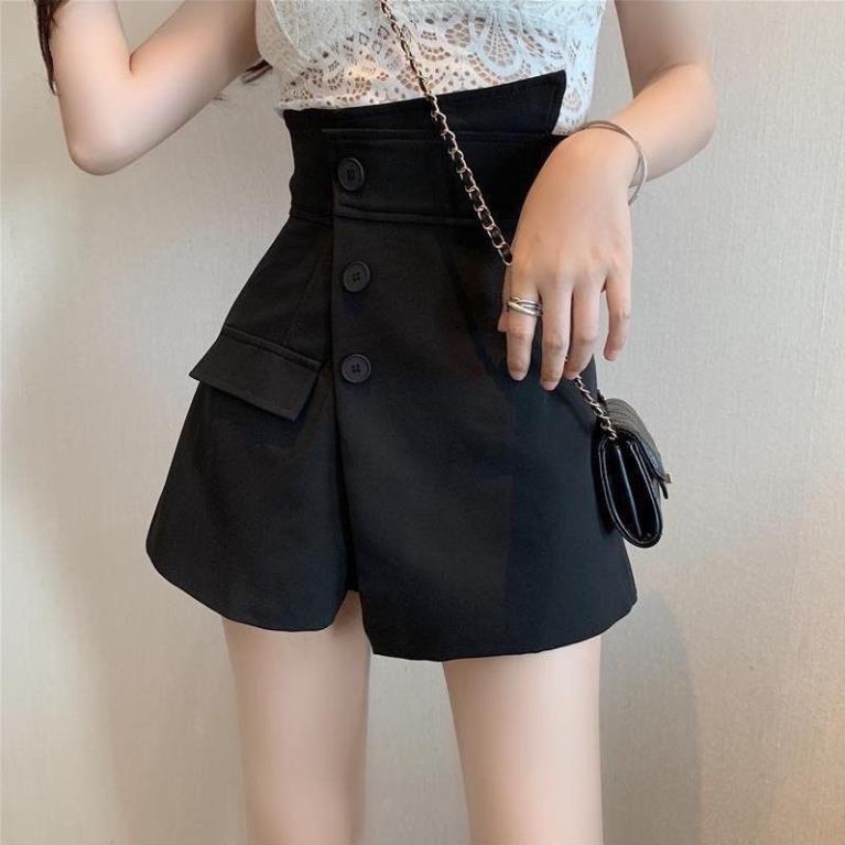 Quần short giả váy🌞quần đùi nữ cạp cao 3 khuy và túi vuông vải vitex không bai xù