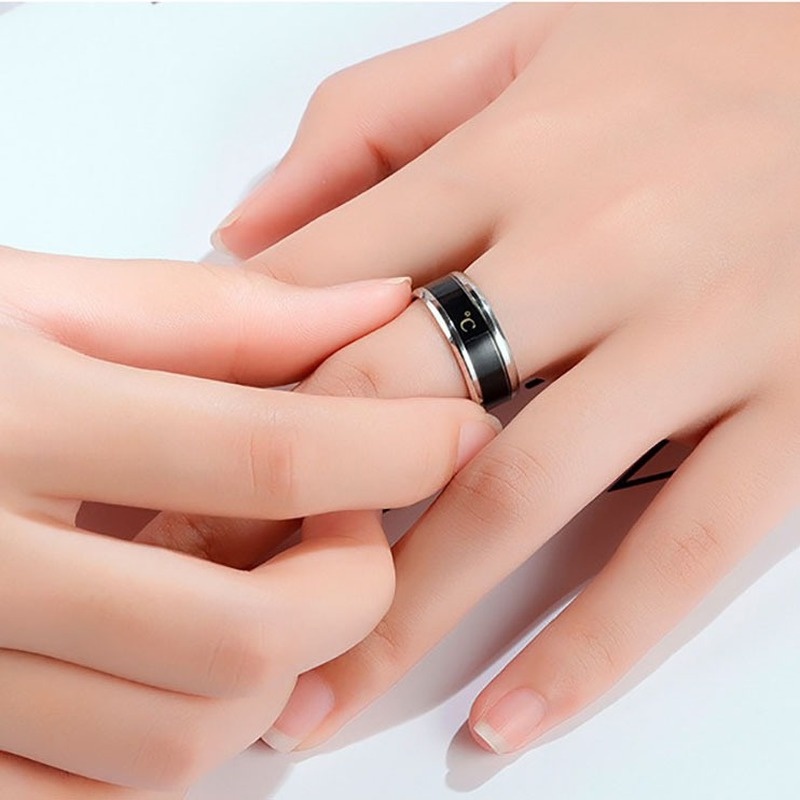 Creative Smart Temperature Rings/Titanium Steel Changing Color Lovers Ring/  Mood Temperature Couple Rings/ Fashion Personality Waterproof Ring Jewelry Gifts