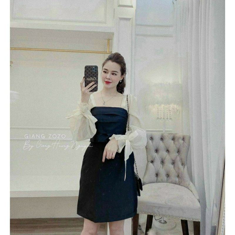 Đầm Tiểu Thư Tay Cột Nơ ( có ảnh thật )