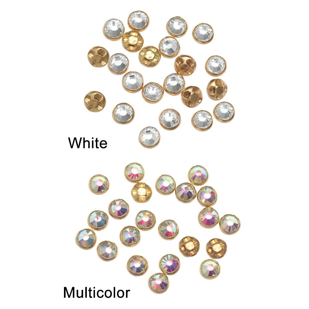 Bộ 20/40 Nút Kim Cương Mini 4mm 2 Màu Tự Làm Trang Sức Cho Búp Bê