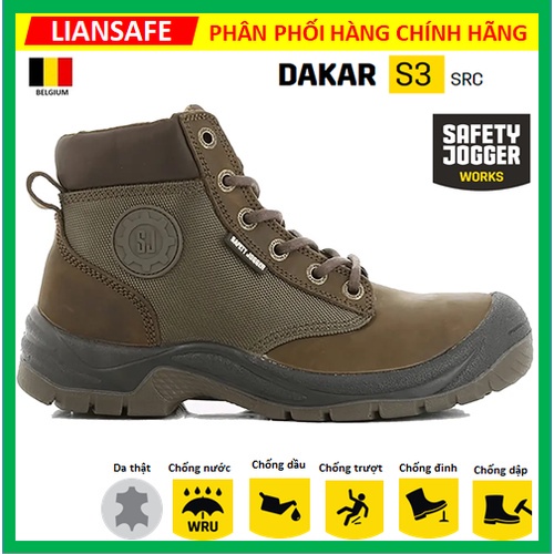 Giày bảo hộ lao động nam Safety Jogger Dakar S3 cổ cao da ngựa siêu bền chống đinh chống nước Giầy bảo hộ lao động nam 