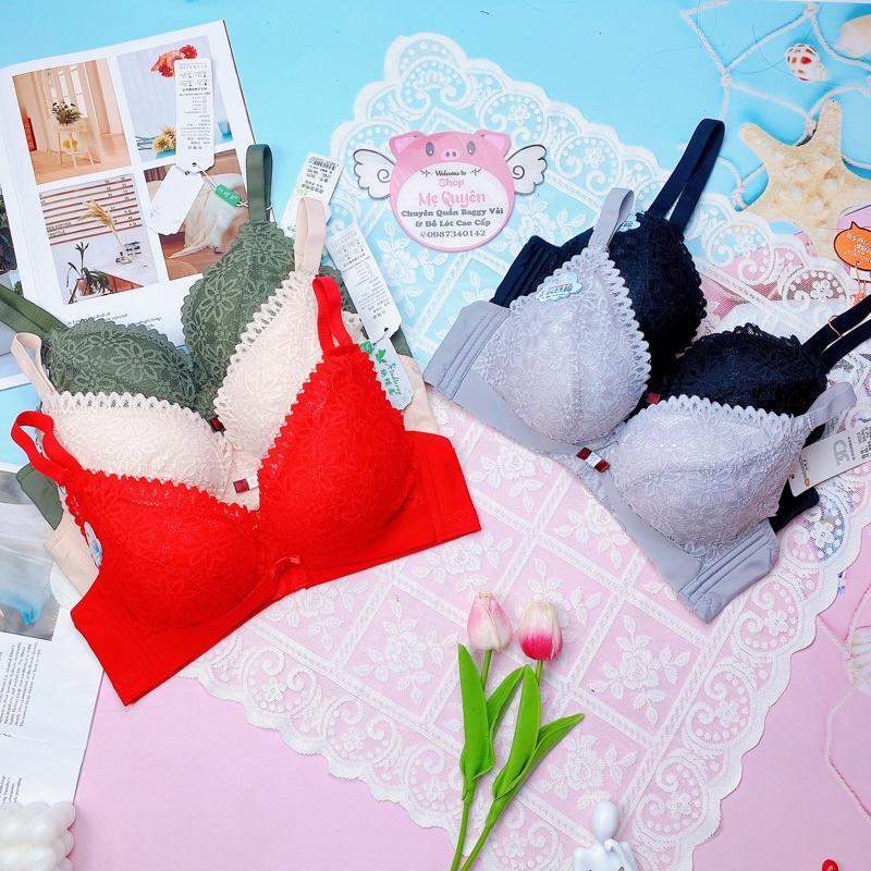 Áo lót ren không gọng , áo ngực mút dày siêu đẩy 6cm bông mềm thông hơi thoáng khí