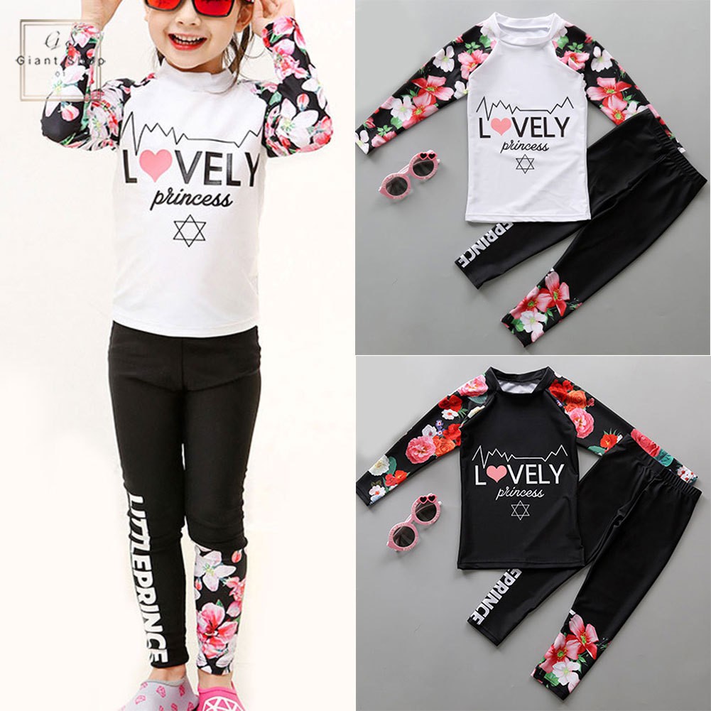 Set đồ bơi áo tay dài + quần dài chống nắng cho bé gái | BigBuy360 - bigbuy360.vn