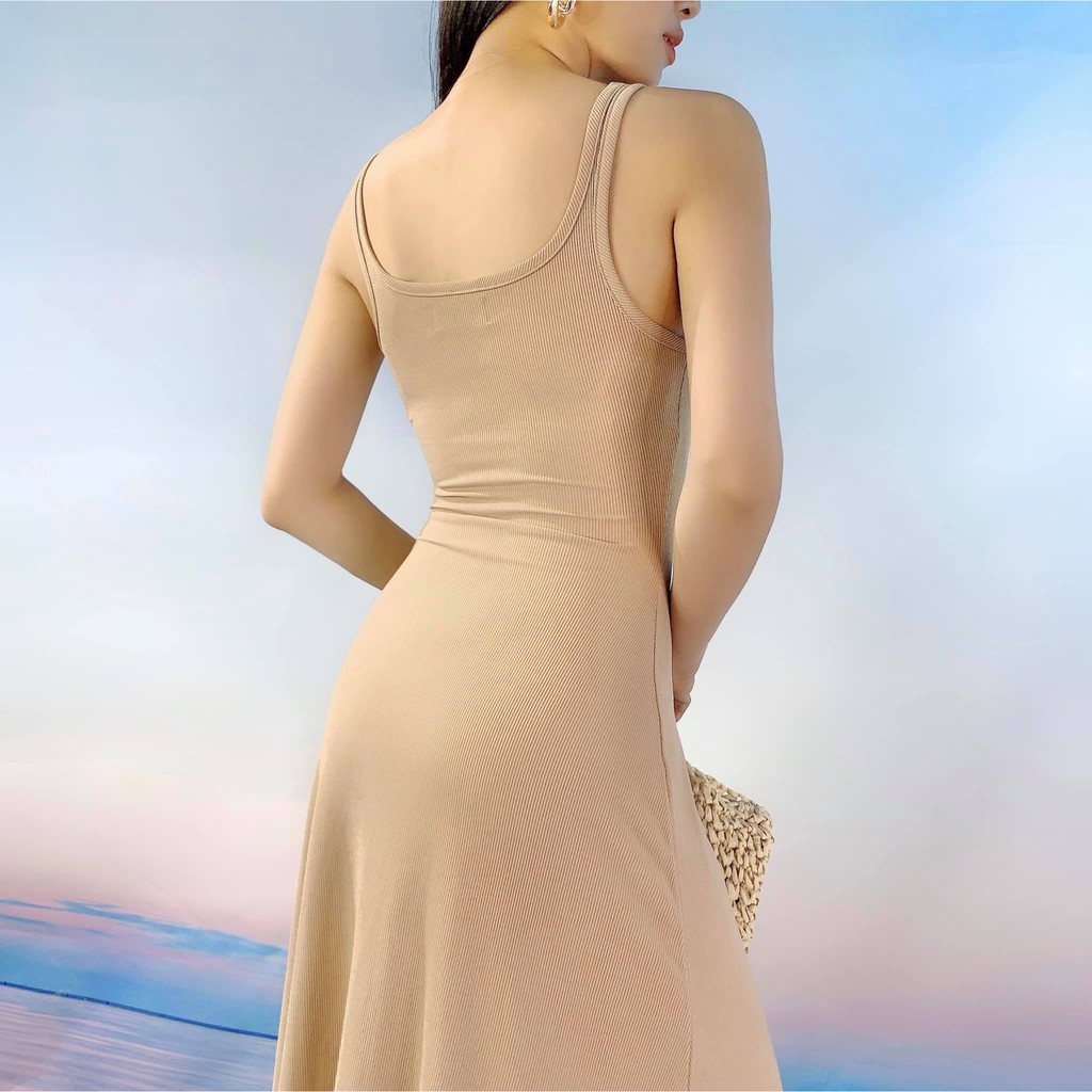 Váy Ba Lỗ Cổ U Xoè Nữ BUSY Thun Gân Co Giãn Ôm Sát VCU3 | BigBuy360 - bigbuy360.vn