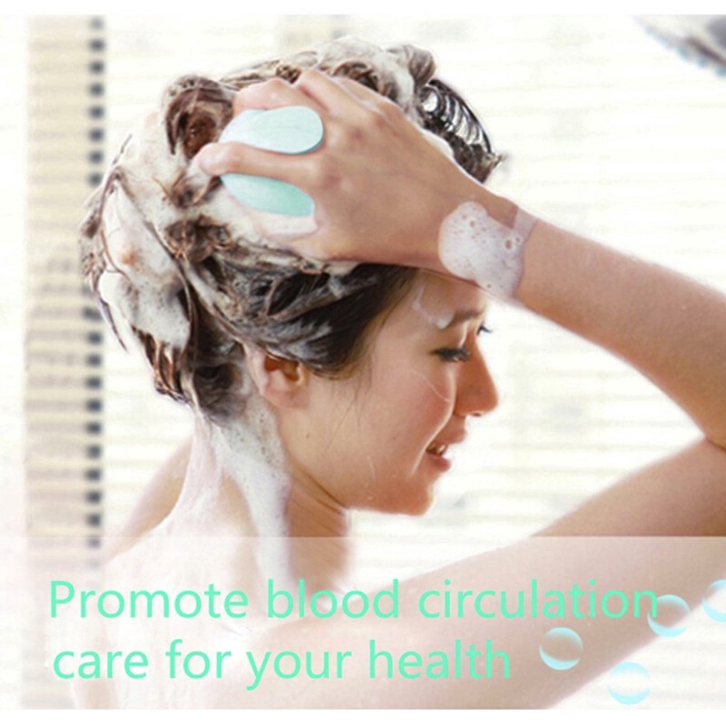 [Hàng mới về] Bàn chải mát xa da đầu bằng silicon mềm mại màu xanh lá cây