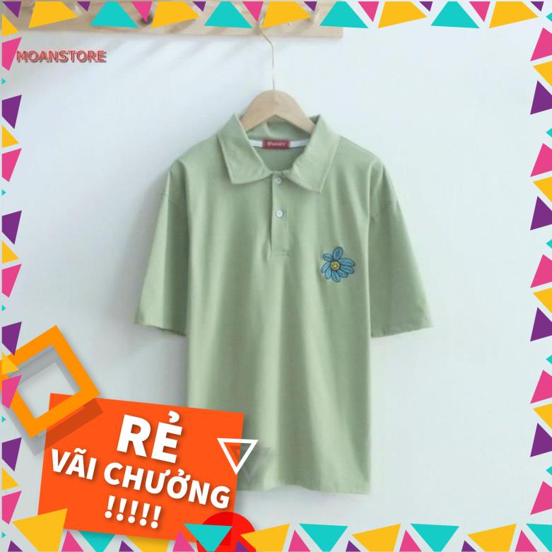 Áo phông, áo thun POLO nam nữ tay lỡ unisex form rộng cổ trụ  hình Hoa cúc | BigBuy360 - bigbuy360.vn