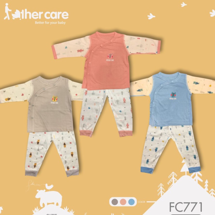 Bộ Quần Áo sơ sinh DT FatherCare Cài Lệch - Họa Tiết Báo (Trơn - Họa Tiết) FC771