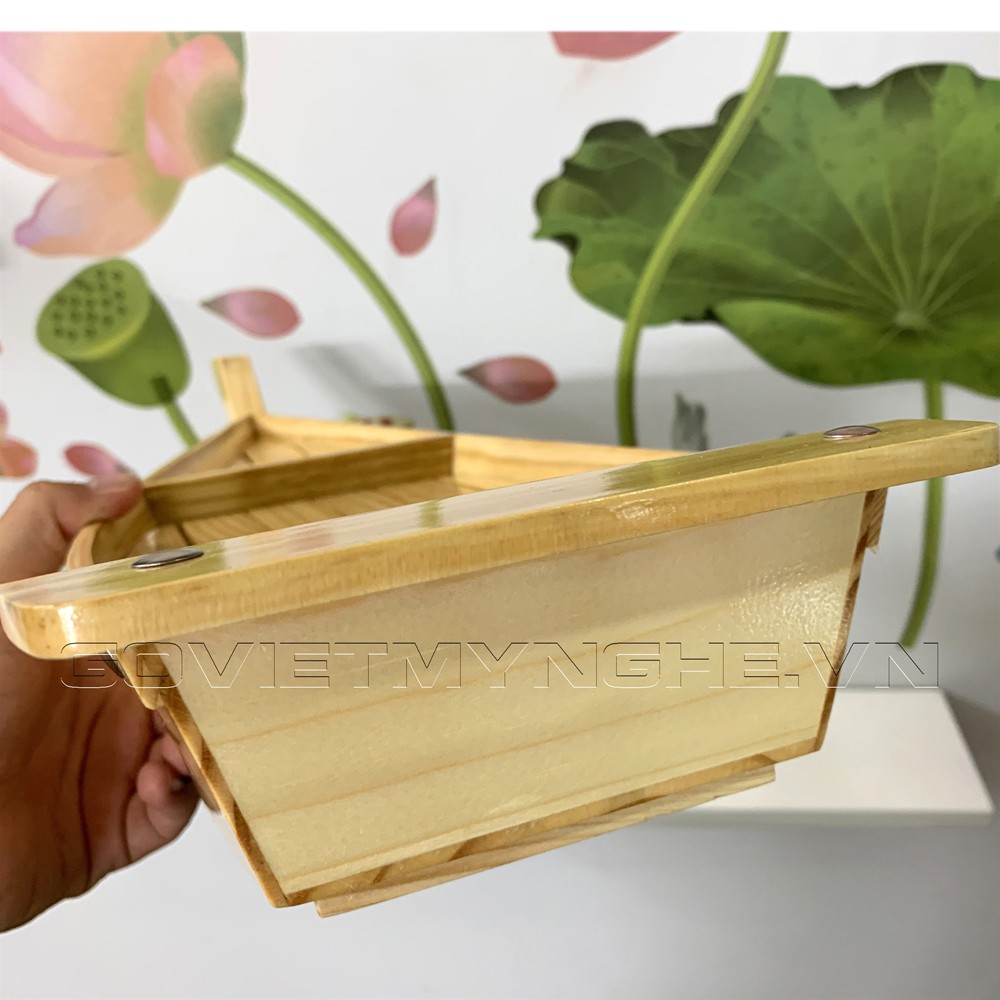 [Dài 48cm - Hàng chuẩn Nhật] Khay thuyền gỗ đựng sushi sashimi - khay thuyền gỗ để setup lẩu - Dài 48cm