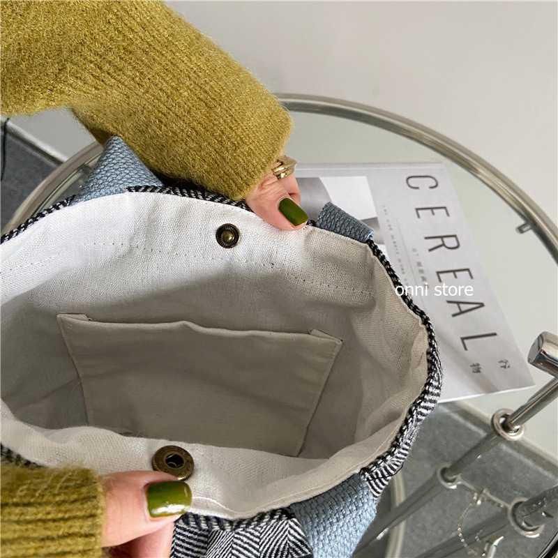 Túi len đựng bình nước giữ nhiệt thiết kế mới họa tiết sọc caro thời trang theo phong cách Vintage