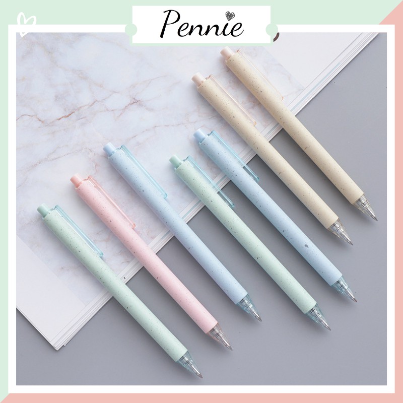 [Mã LIFE1003ALL giảm 10% đơn 50K] Bút gel Pennie đầu bấm lúa mạch thân màu pastel họa tiết vẩy mực độc đáo