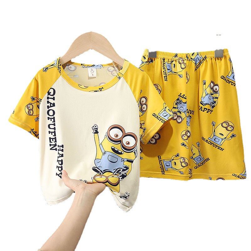 Set đồ ngủ gồm áo thun tay ngắn in hình pikachu + quần đùi kiểu hoạt hình đáng yêu dành cho bé