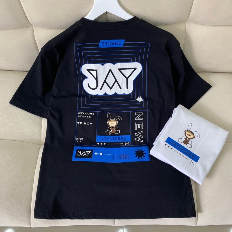 Áo Thun Tay Lỡ Unisex JAY LOVE màu ĐEN/TRẮNG vải cotton  Nam nữ unisex Áo phông cổ tròn form rộng Jaystoree