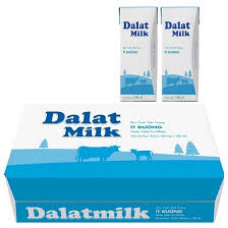 Thùng 48 hộp sữa tươi tiệt trùng ít đường Đà Lạt Milk 180ml